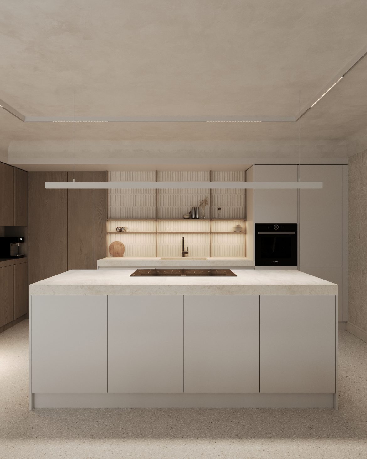 bucatarie mdf vopsit alb mat accesorii blum furnir stejar Yulmob Rotterdam Olanda