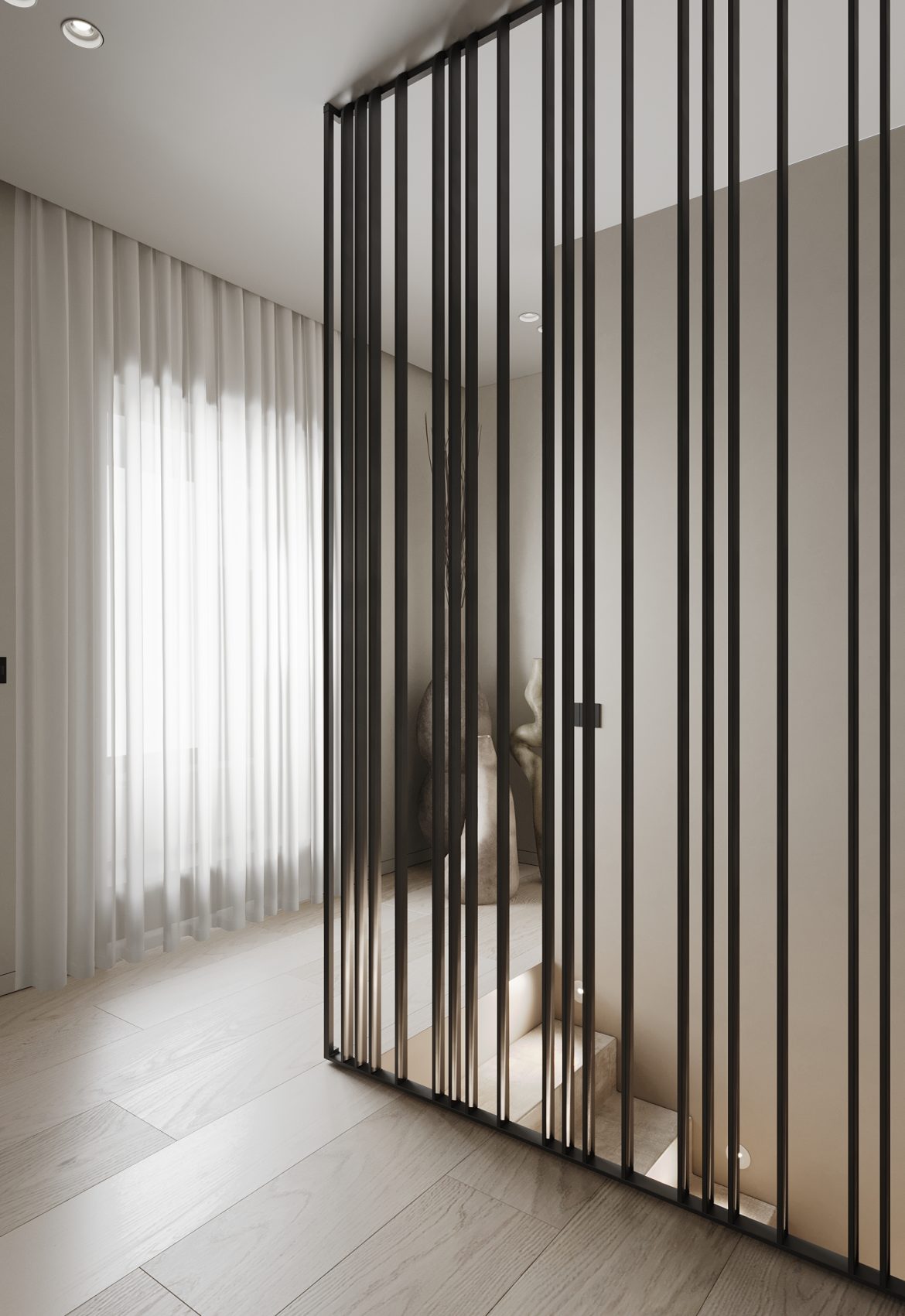 cr dormitor cu led mobilier modular minimal Yulmob paravan despartitor 3D metalic