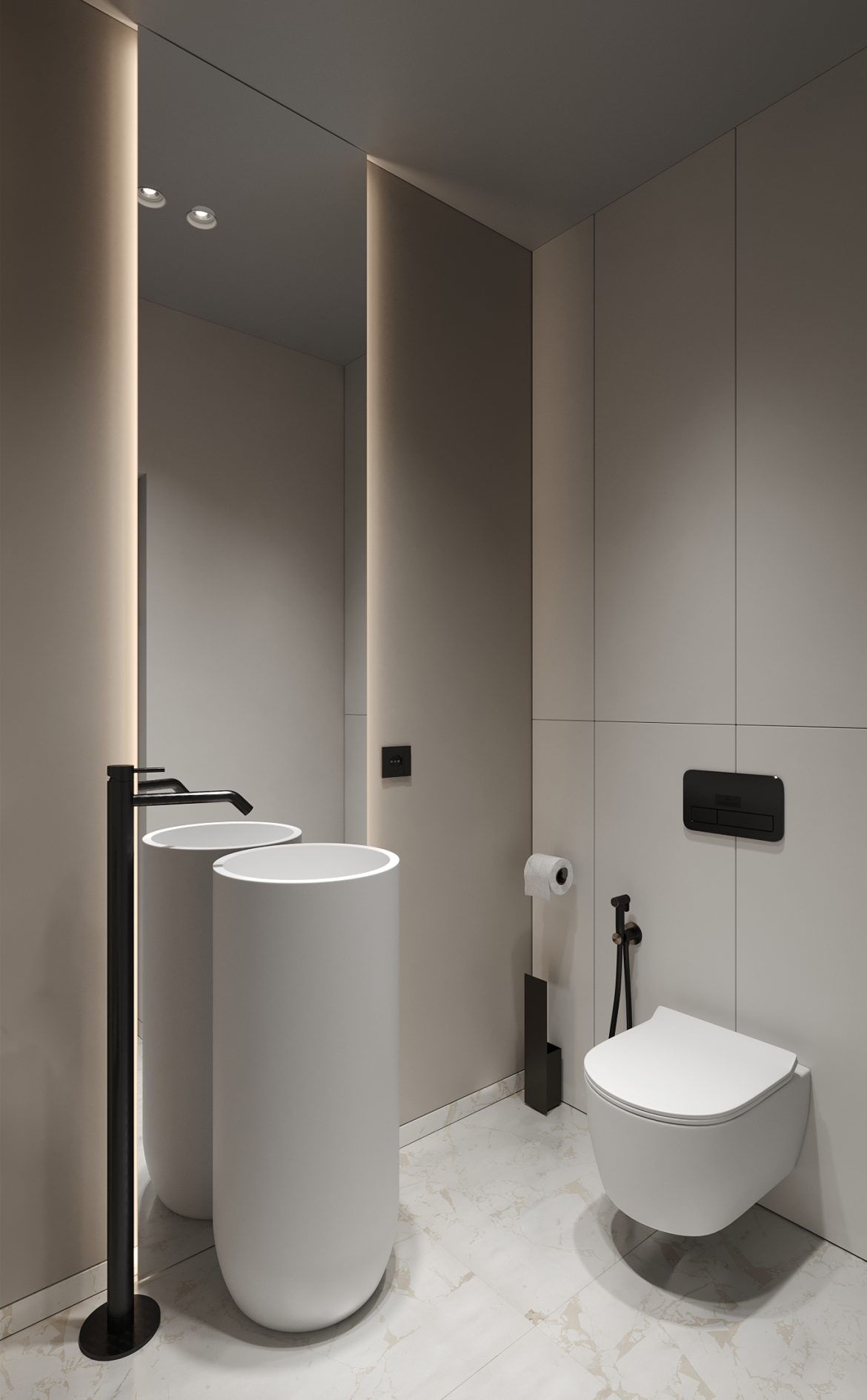 crb3 baie mica eleganta lavoar cilindric alb mat yulmob