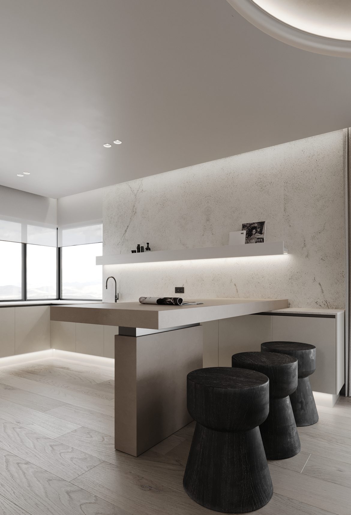 crb bucatarie design lux finisaj mat gri fara manere led Yulmob