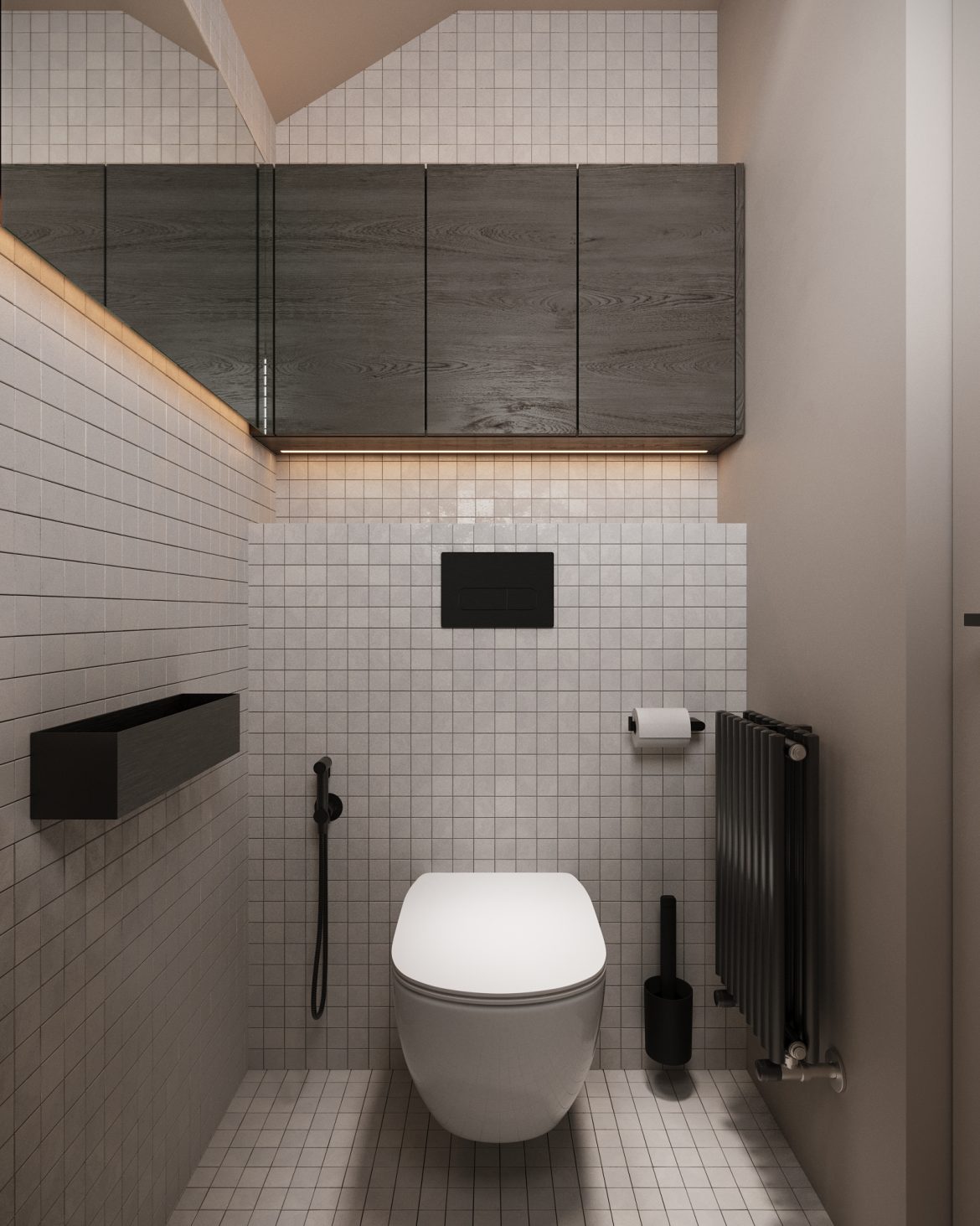 cab comoda lavoar mdf alb mat picioare inalte leduri Arlon Yulmob