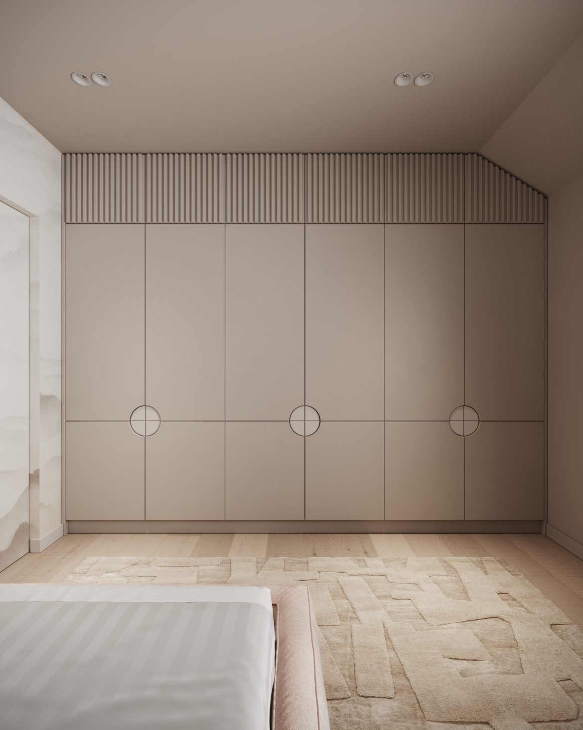 cab pat cu spatiu depozitare mdf alb mat manere incorporate Arlon Yulmob