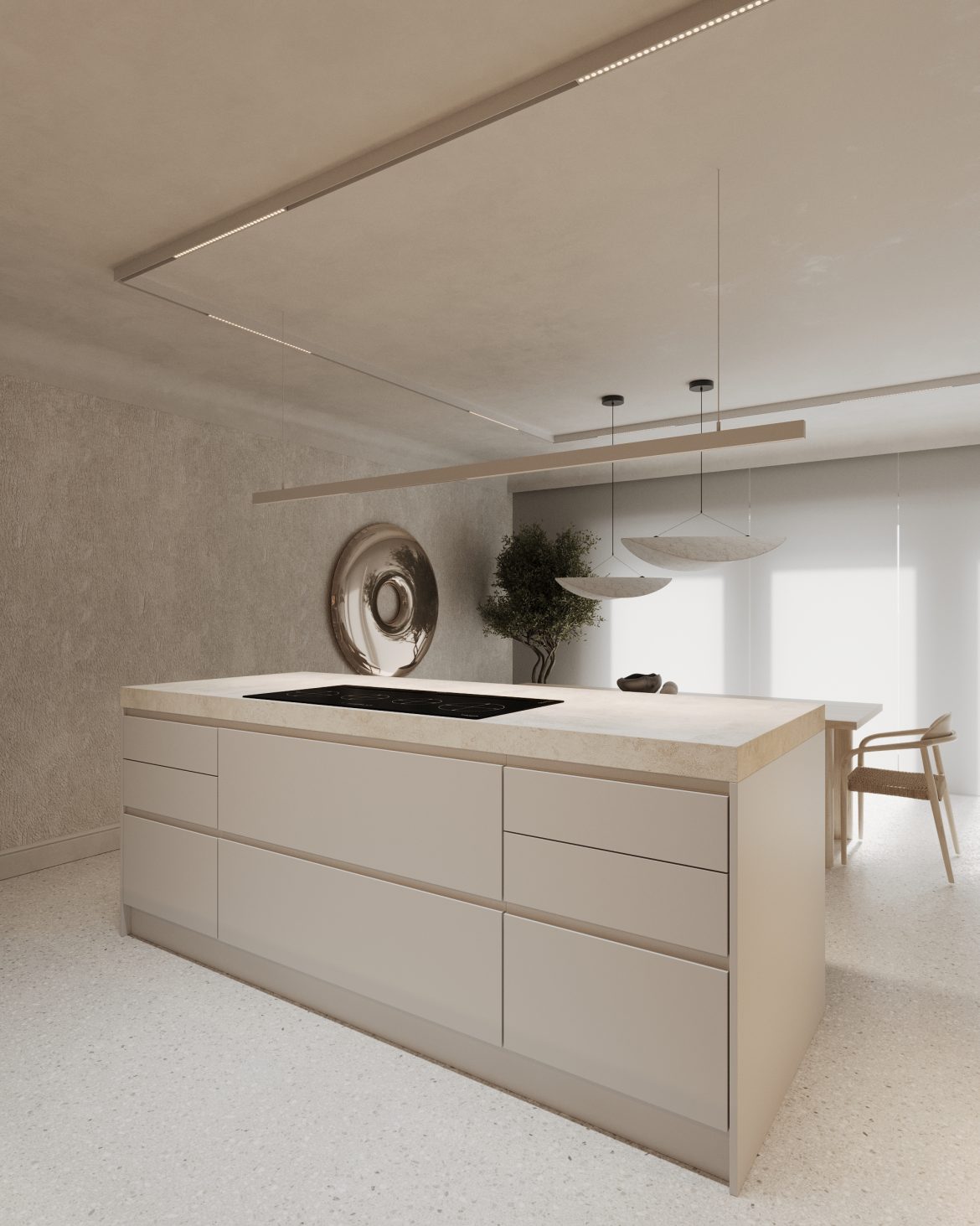 insula bucatarie mdf vopsit alb mat accesorii blum legrabox furnir stejar Yulmob Rotterdam Olanda