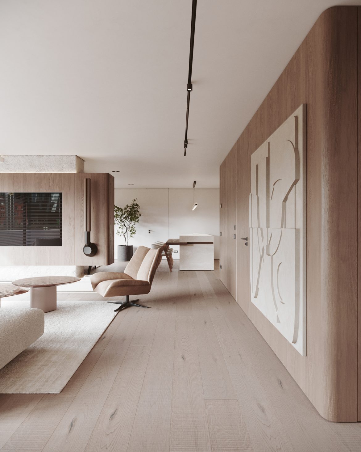 yacht kid mobilier perete living cu furnir deschis Yulmob Bucuresti