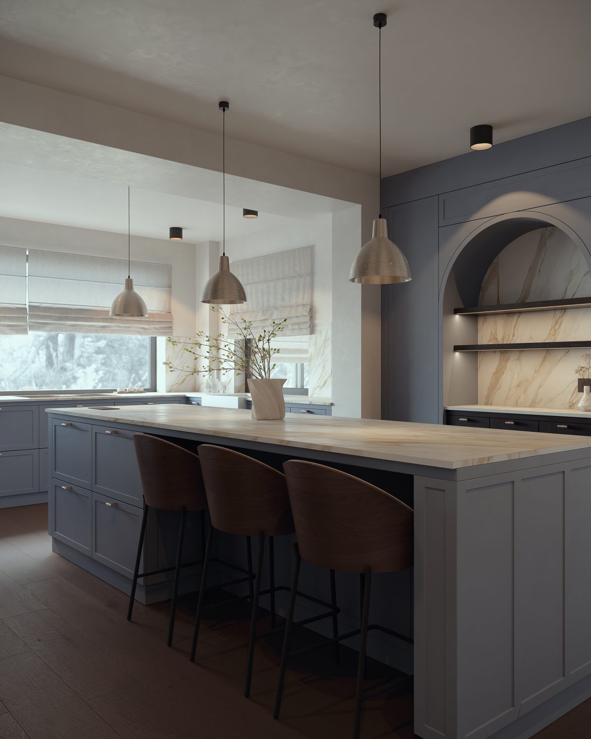 CIH 06 bucatarie mdf vopsit usi frezate model simone insula bucatarie blum yulmob