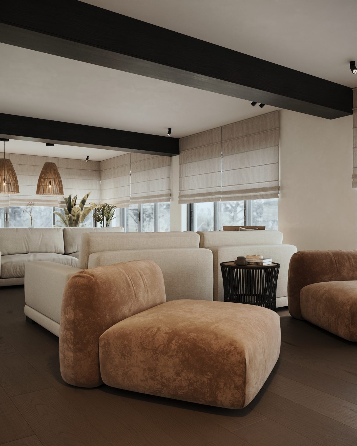 CIH 07 terasa interioara canapele lux zona living semineu design modern yulmob