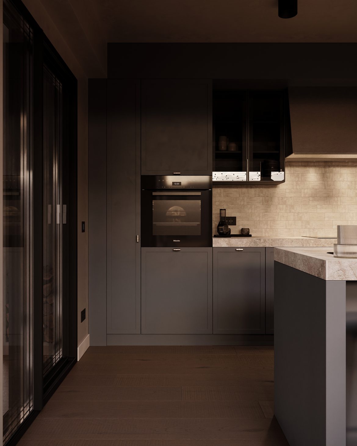CIH 09 bucatarie terasa mobilier bucatarie lux blat granit chiuveta blanco yulmob