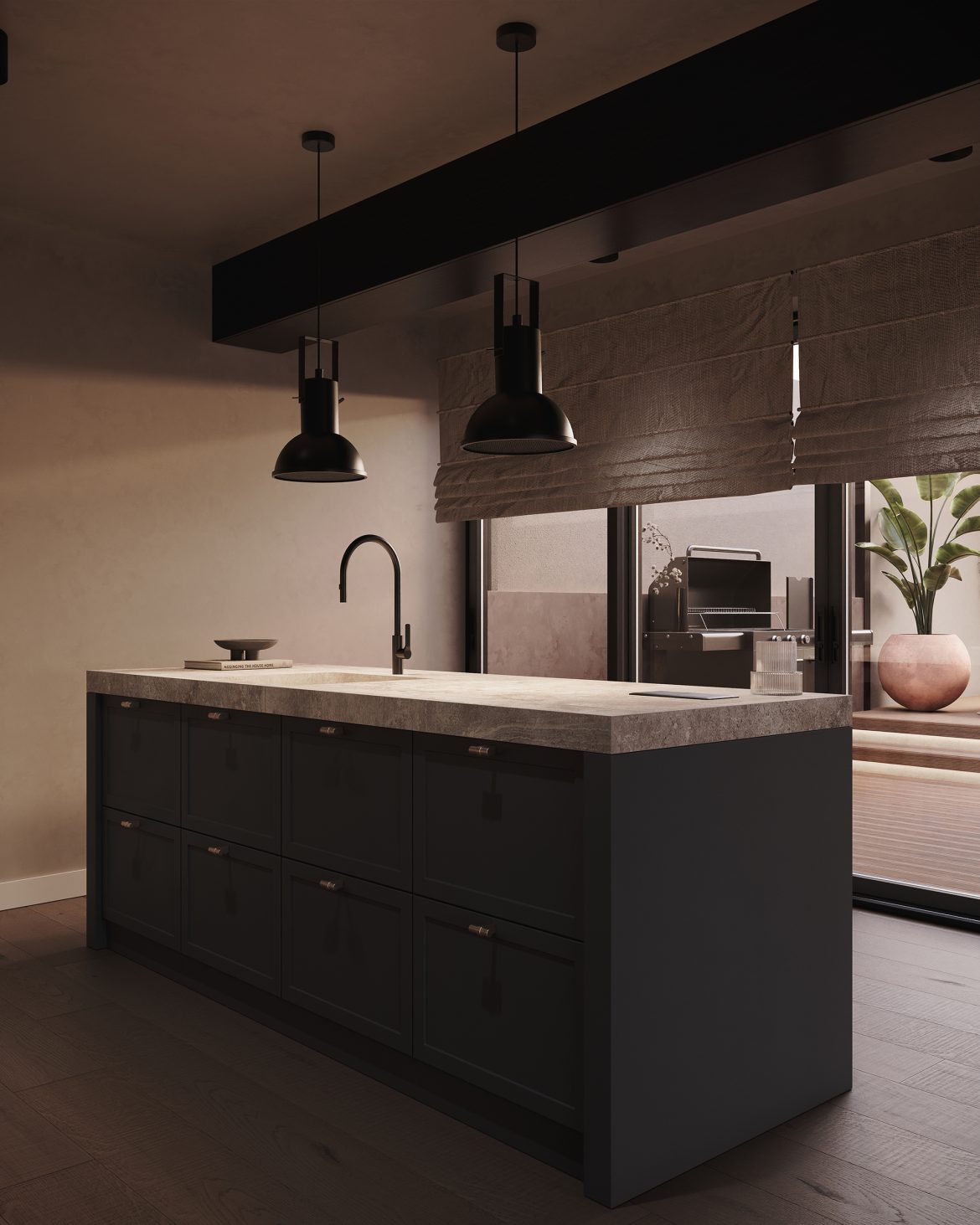 CIH 09 bucatarie terasa mobilier bucatarie mdf vopsit cuptor miele blat granit yulmob