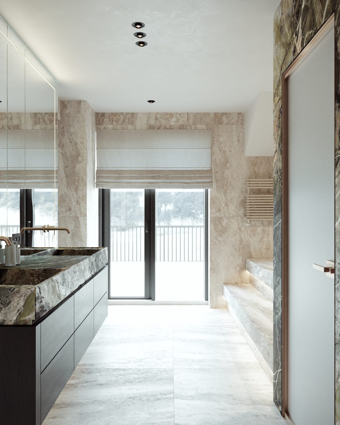 CIH 17 baie matrimoniala mobilier baie lux mdf furnir burley oak oglinda decorativa monkito yulmob