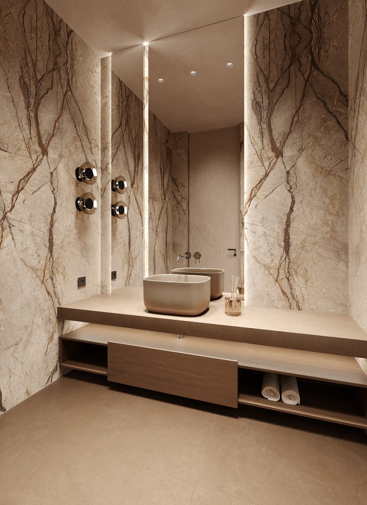 CIPI 04 baie zi corp lavoar stejar manhattan oak mobilier baie la comanda oglinda monkito yulmob