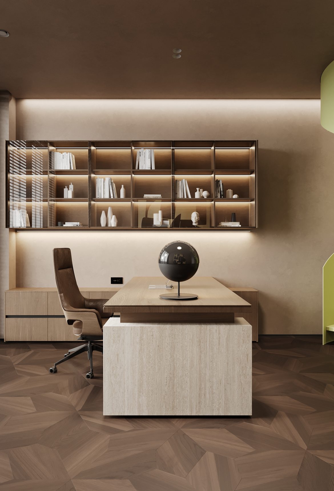 CIPI 05 birou mobilier la comanda stejar burley oak blat marmura yulmob