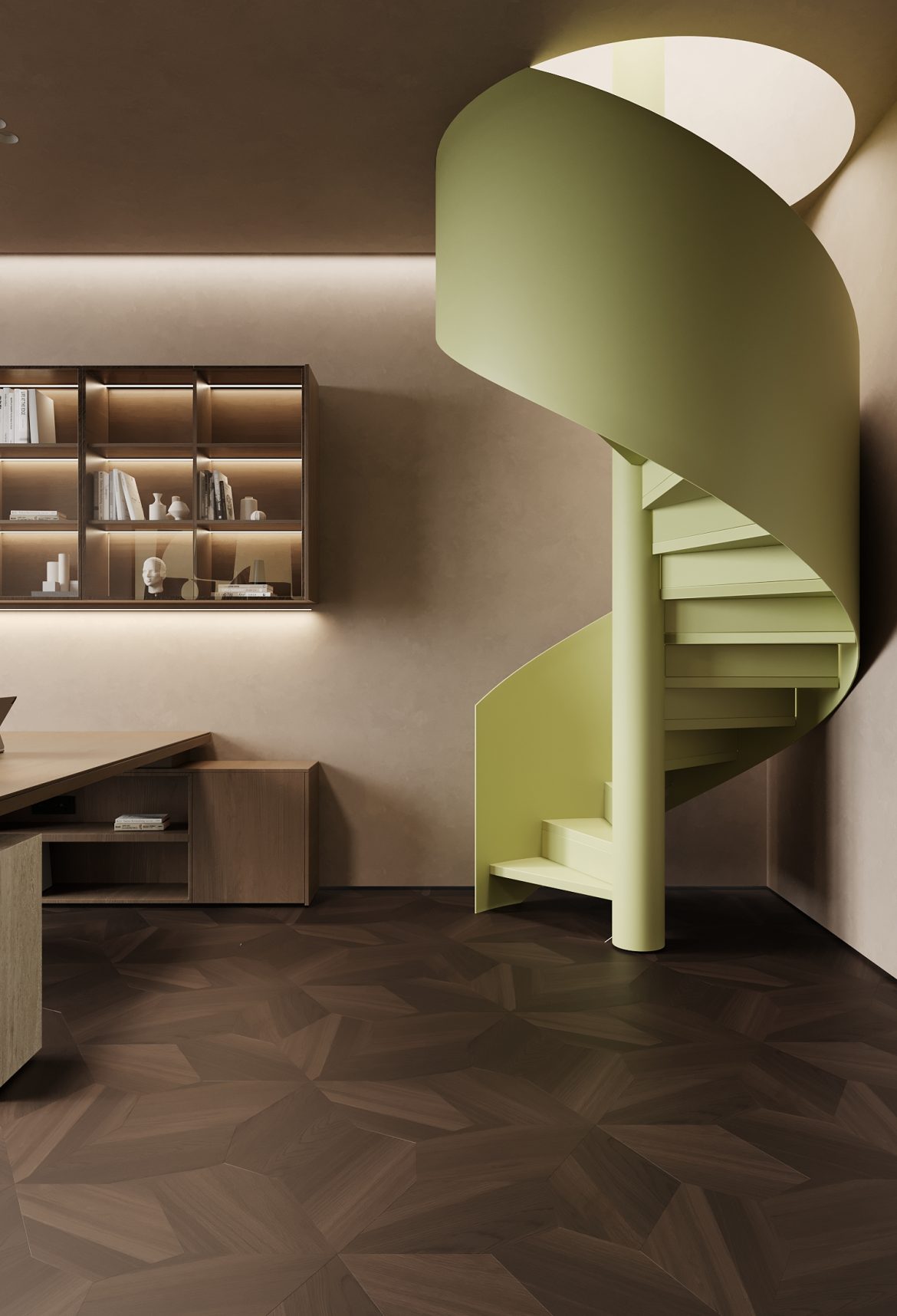 CIPI 05 birou mobilier stejar burley oak blat marmura design modern casa iasi yulmob