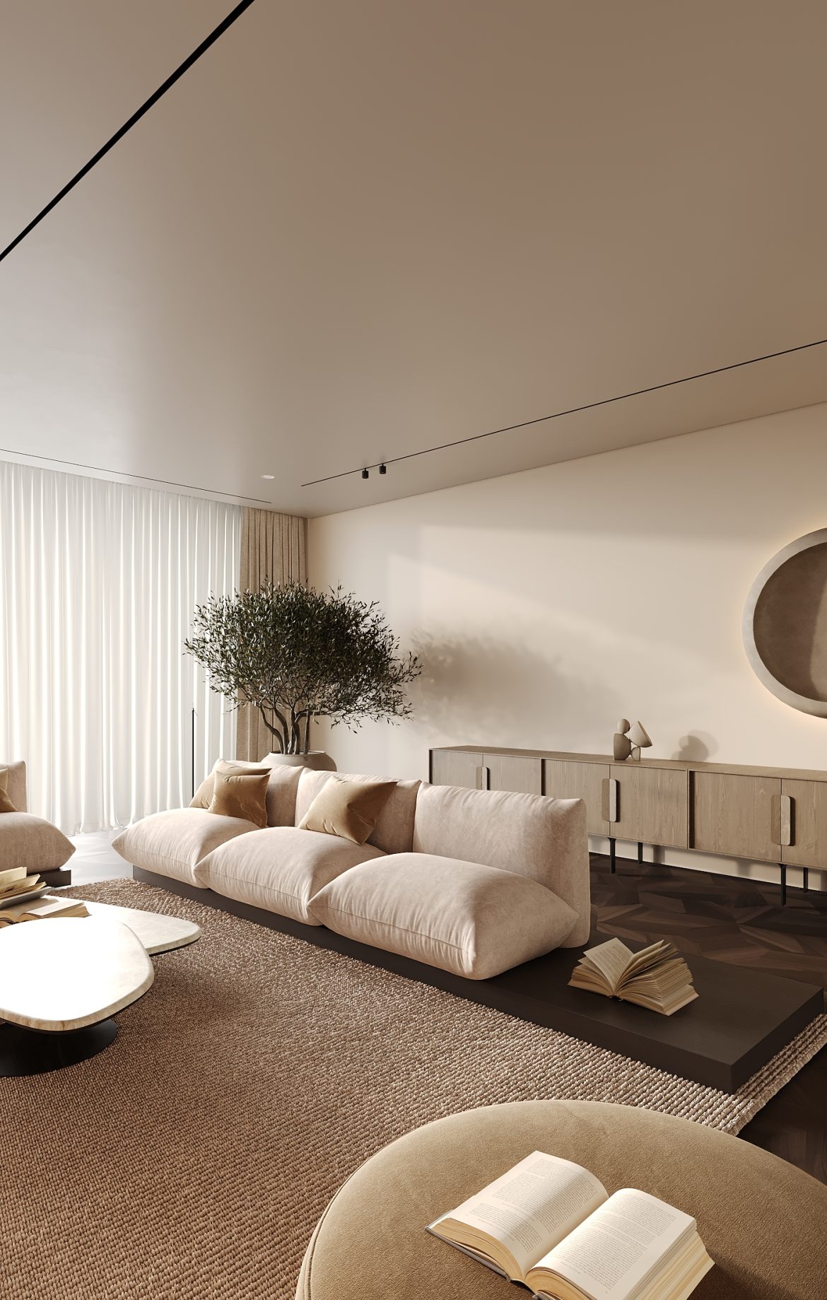 CIPI 09 living open space bucatarie insula blat stejar cuptoare miele yulmob