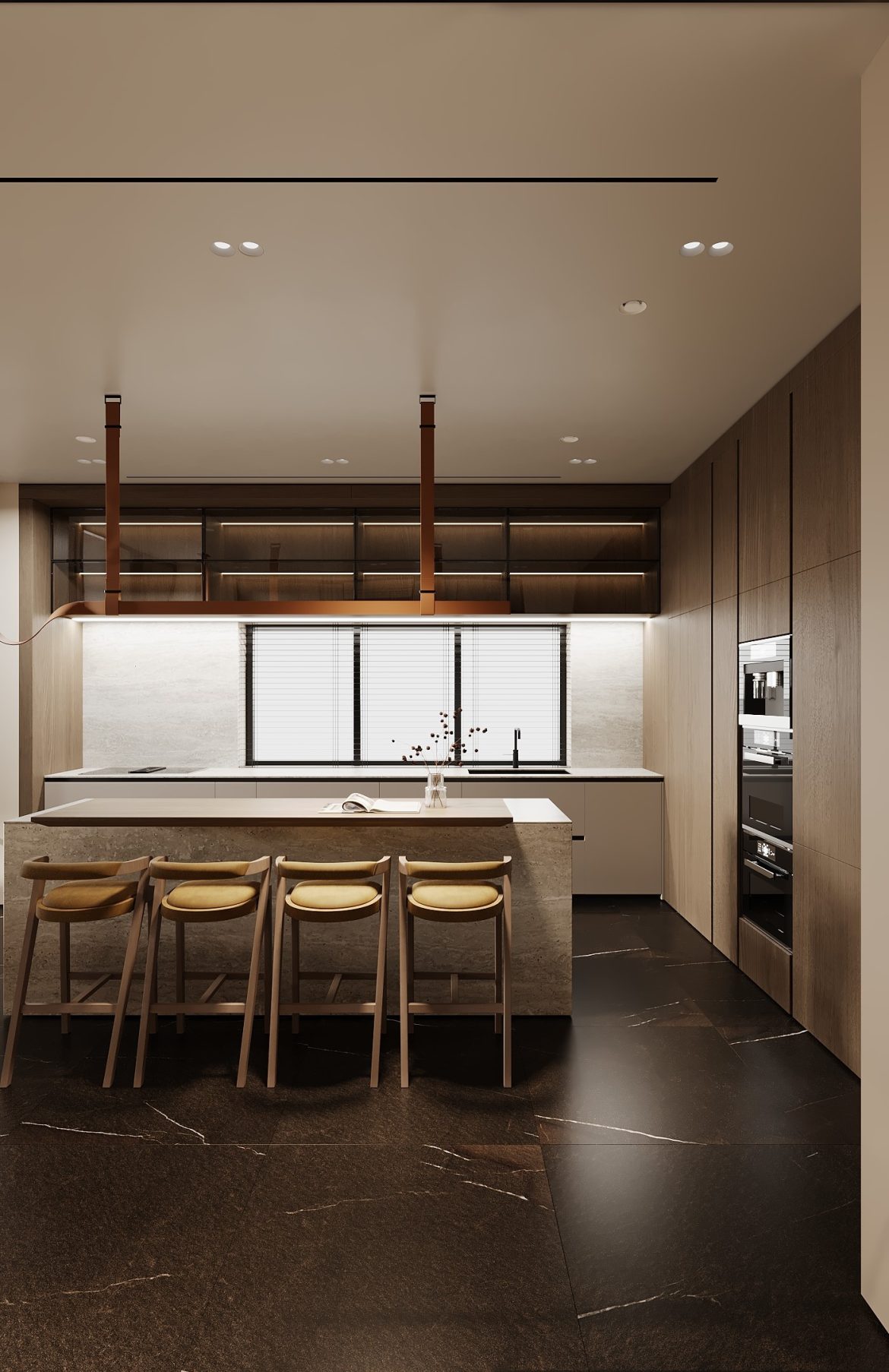 CIPI 09 living open space bucatarie mobilier la comanda mdf furnir stejar yulmob